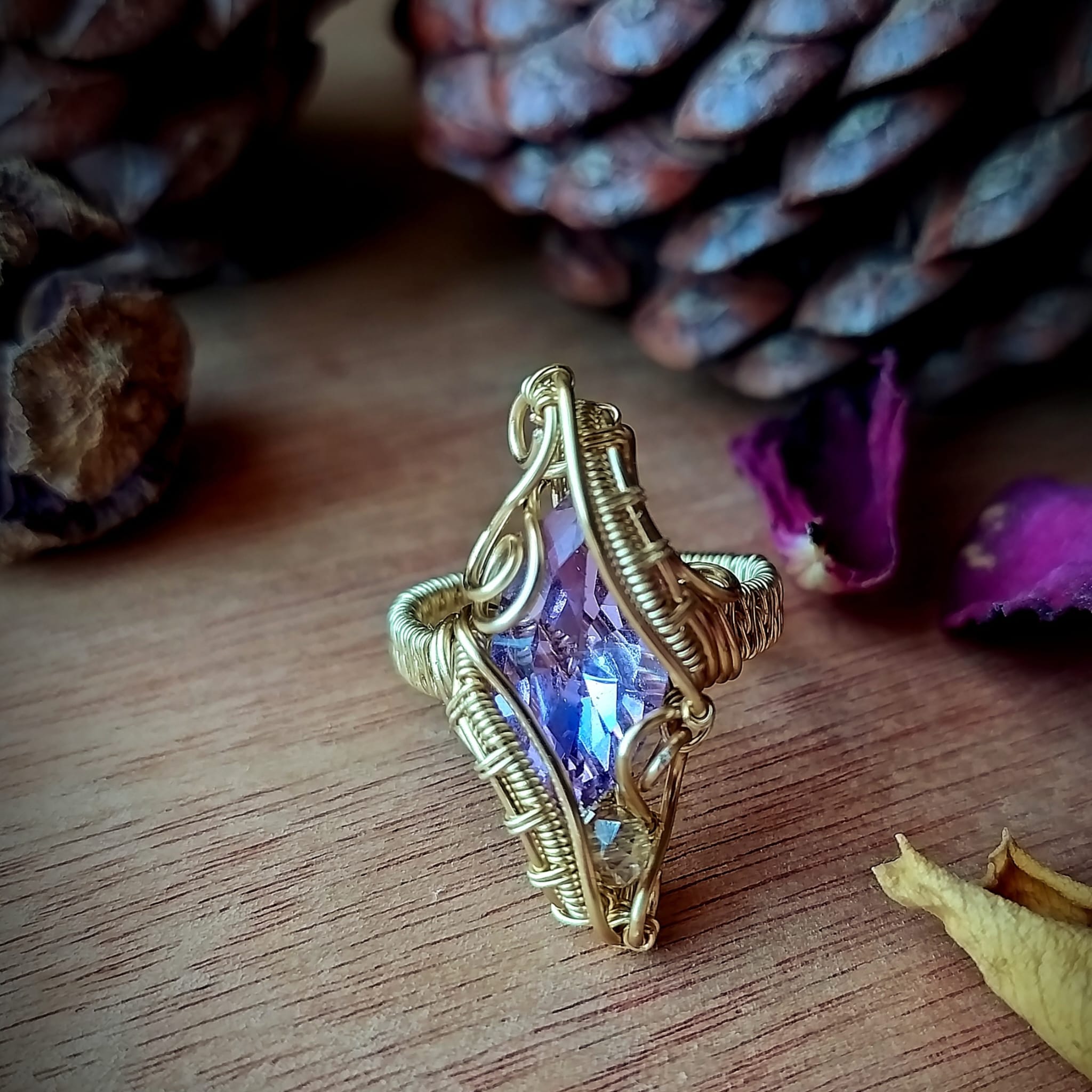 Wire Wrapped Crystal Ring