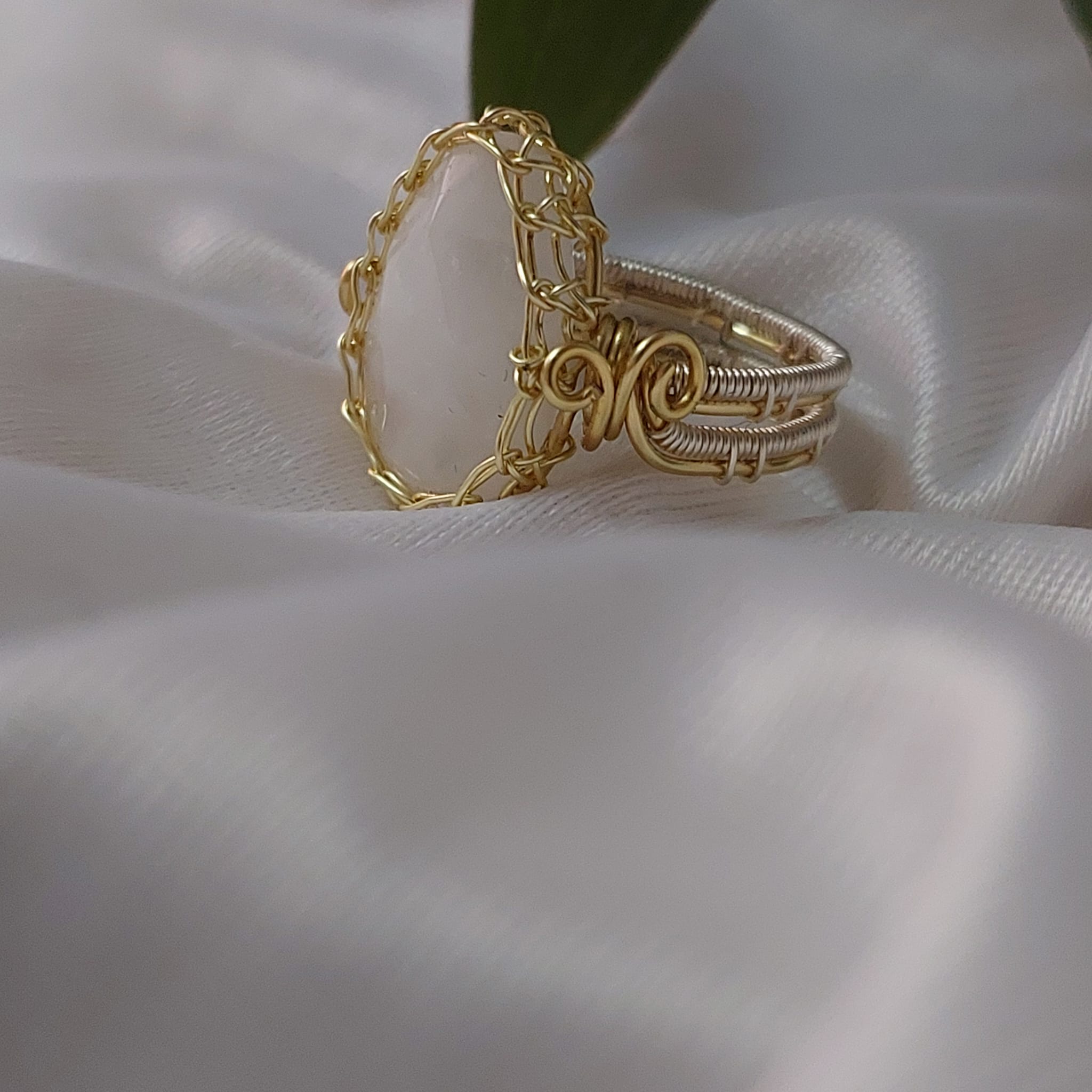 Gold Wrapped White Gemstone Ring