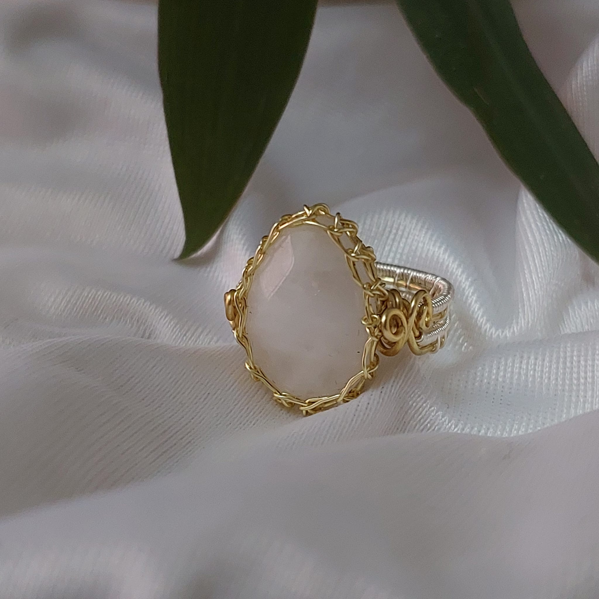 Gold Wrapped White Gemstone Ring