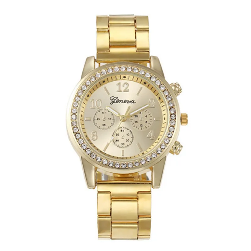 Montre en cristal dorée Genève