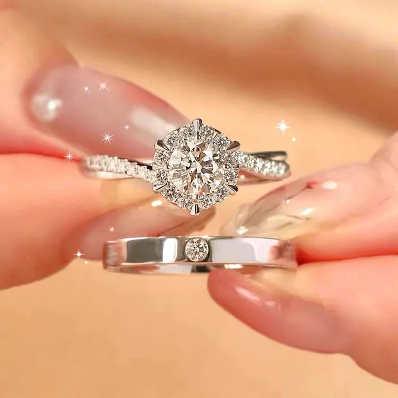 Ensemble de bagues de fiançailles et de mariage en diamant