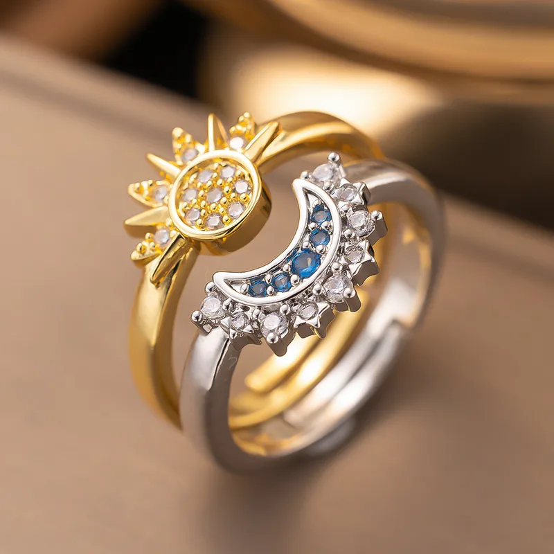 Bague Soleil et Lune  Couple Anneaux