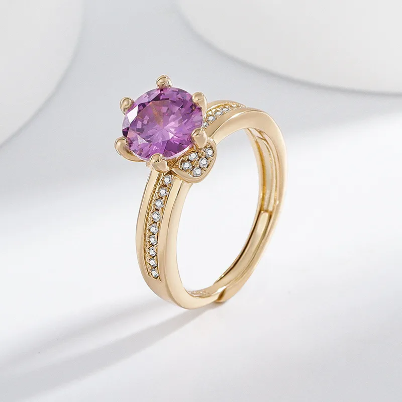 Bague Solitaire en cuivre avec Couronne