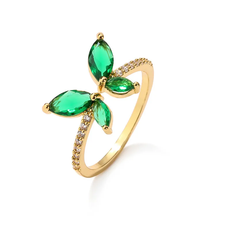 Bague en pierre précieuse papillon bleu