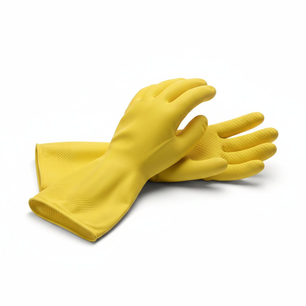 Yellow Rubber Cleaning Gloves