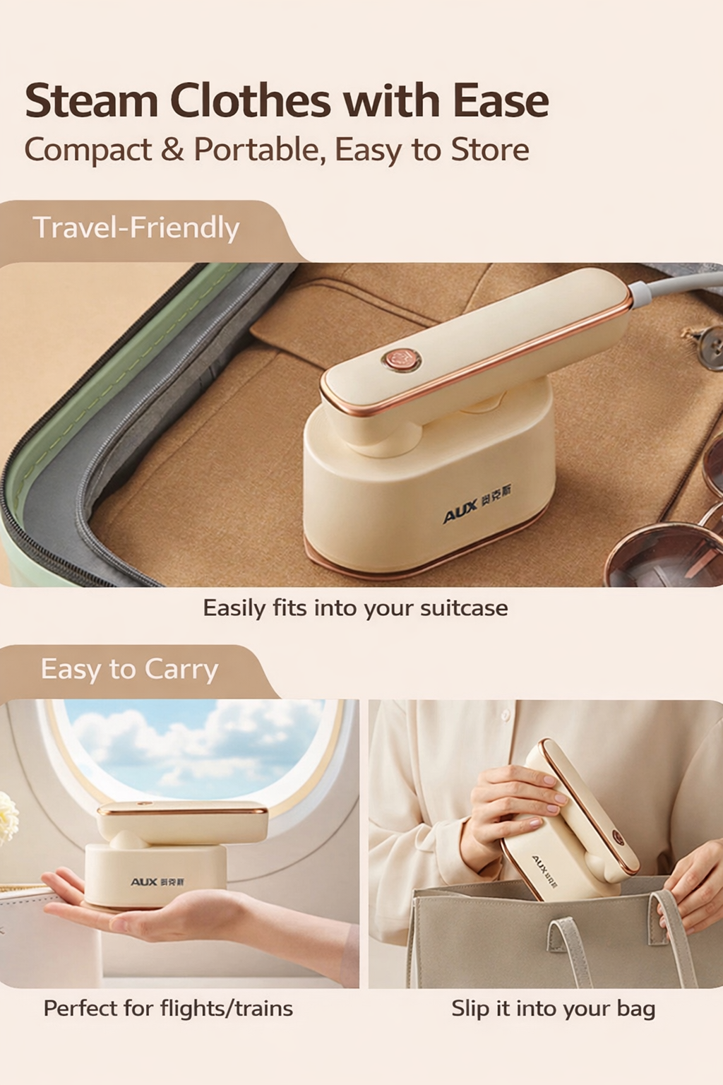 AUX Foldable Portable Garment Steamer