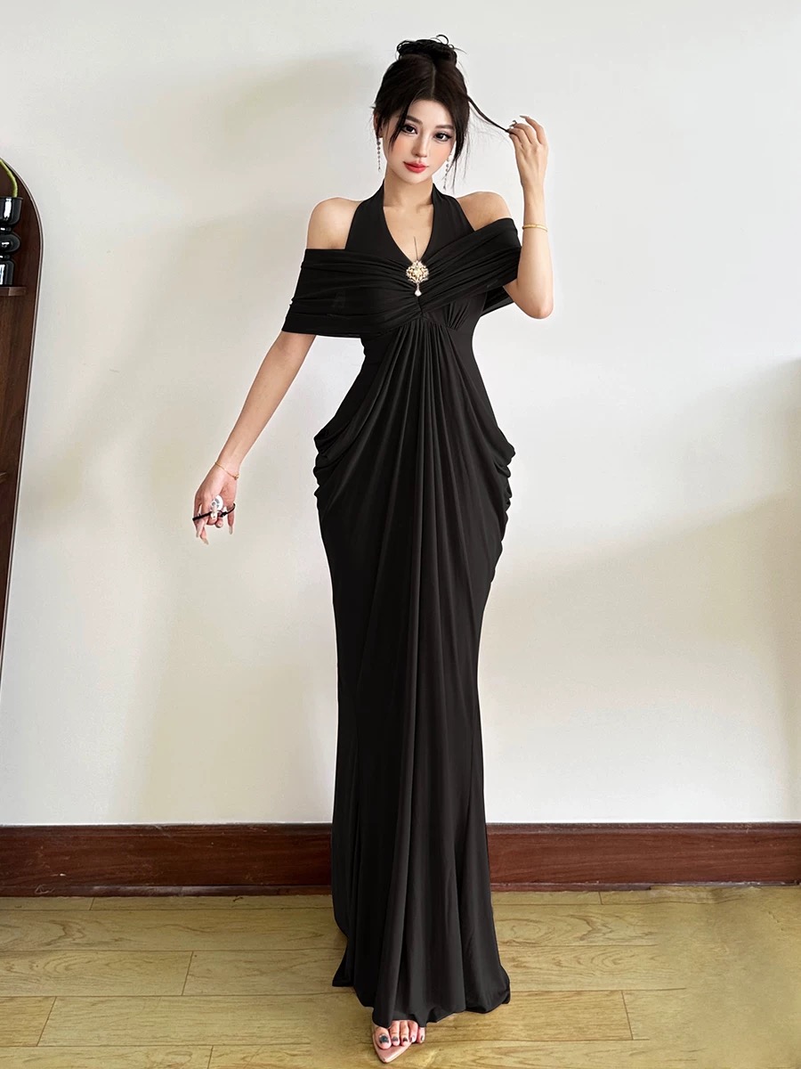 Elegant Taupe Evening Gown