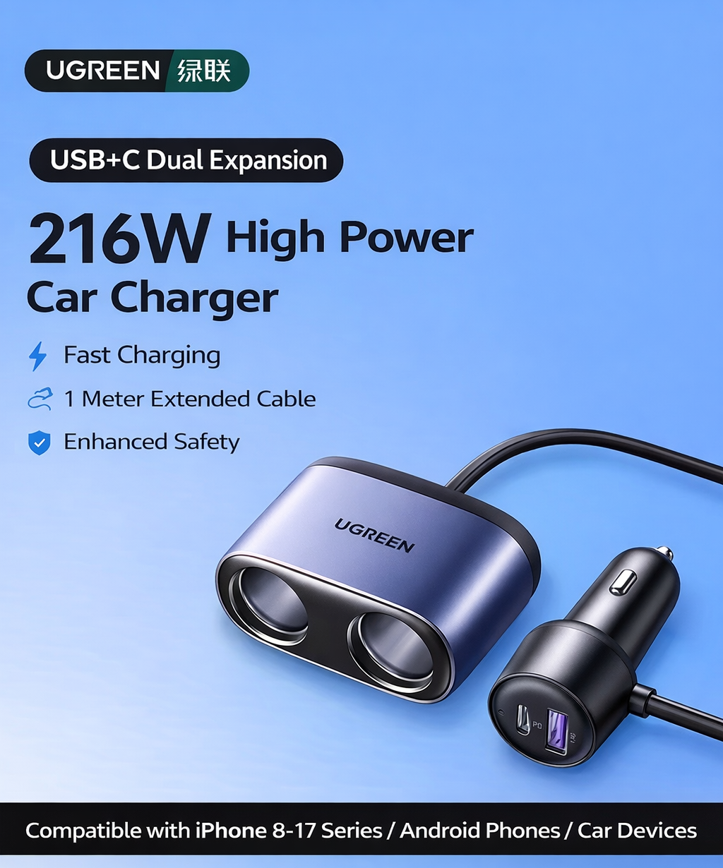Car Charger Adapter 1-to-4 Expansion