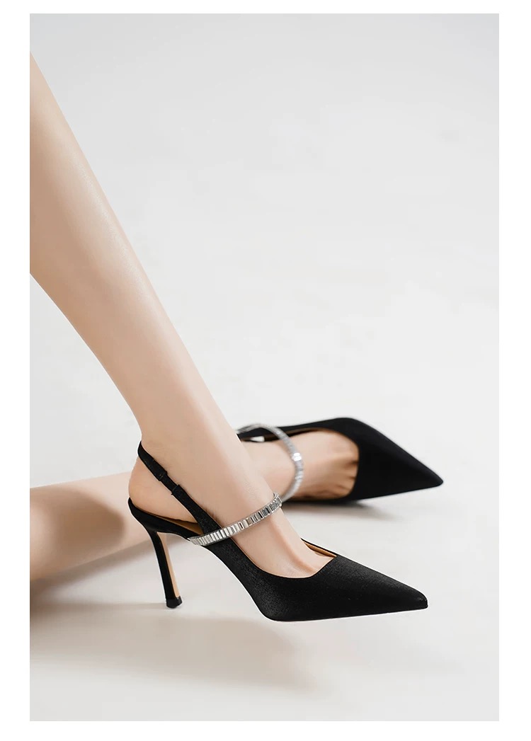 Sojioxi Elegant Black Rhinestone Heels