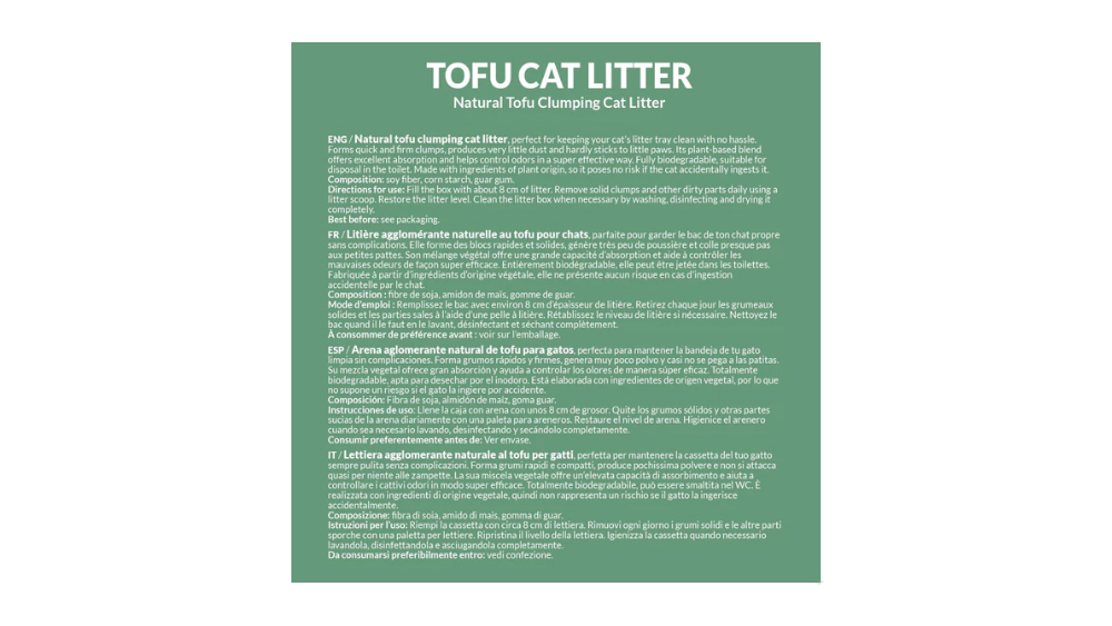 Tofu Clumping Cat Litter 6Ltr