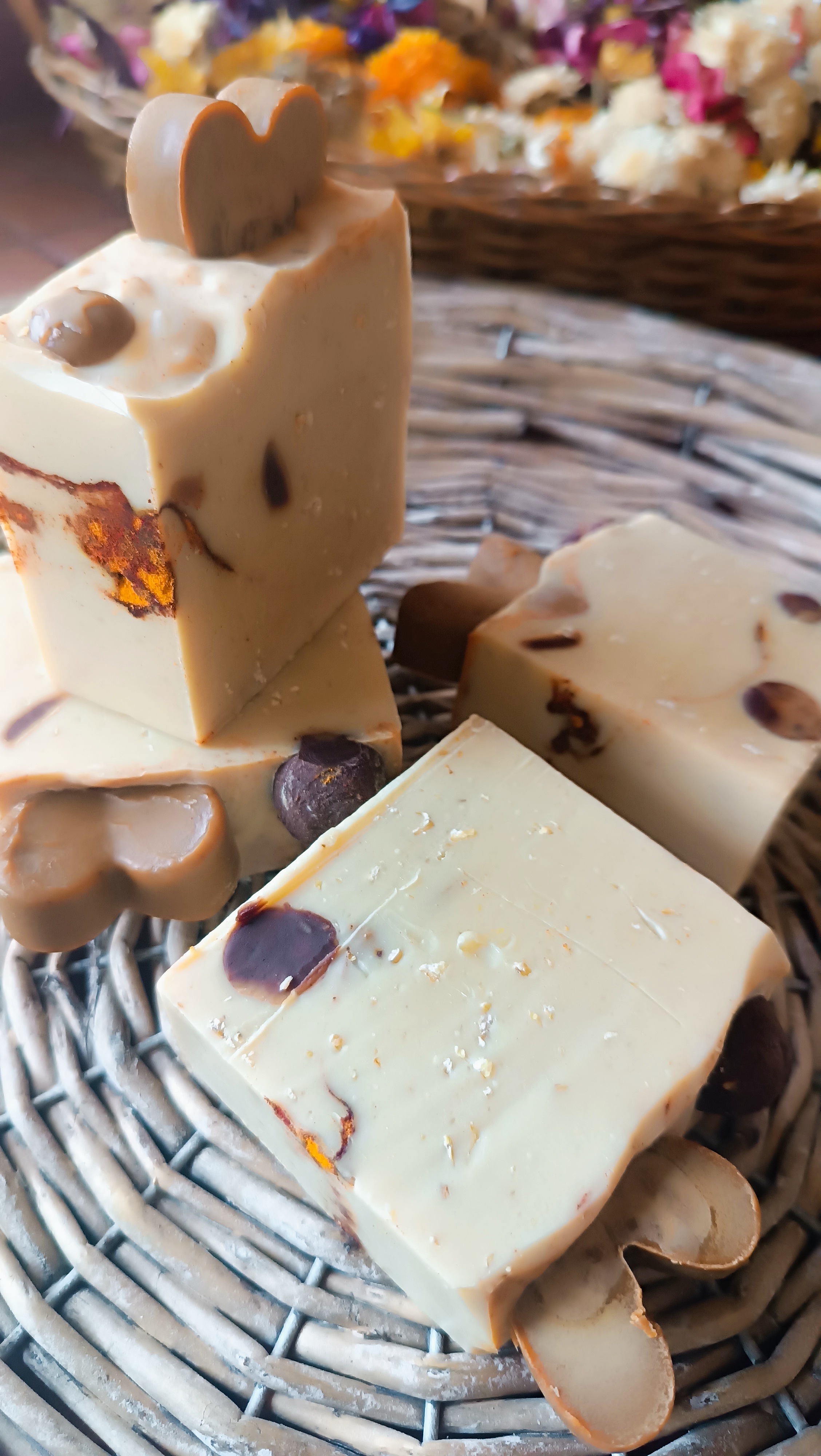 Jabón artesanal de avena, cacao y naranja