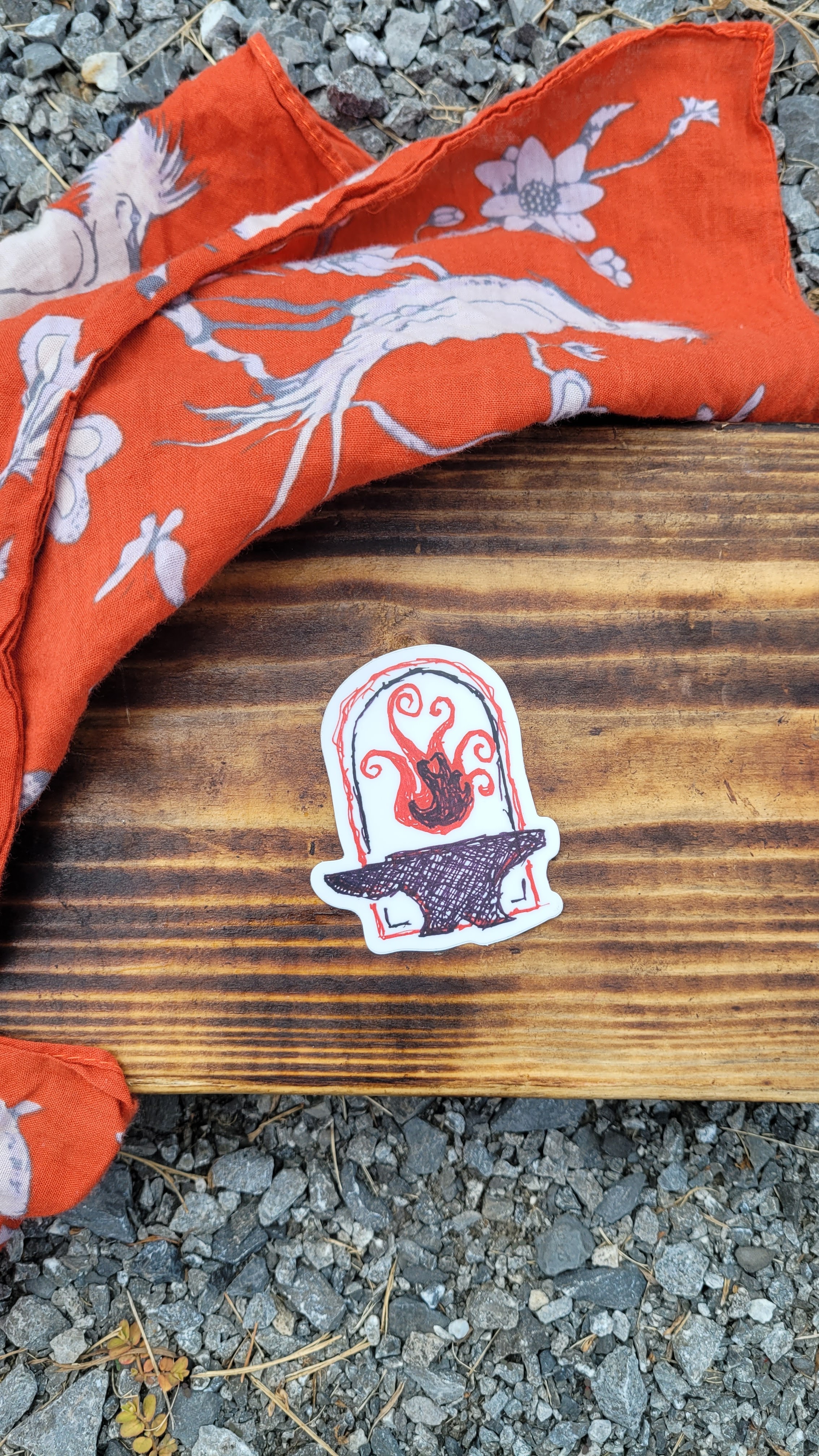 Flaming Anvil Sticker