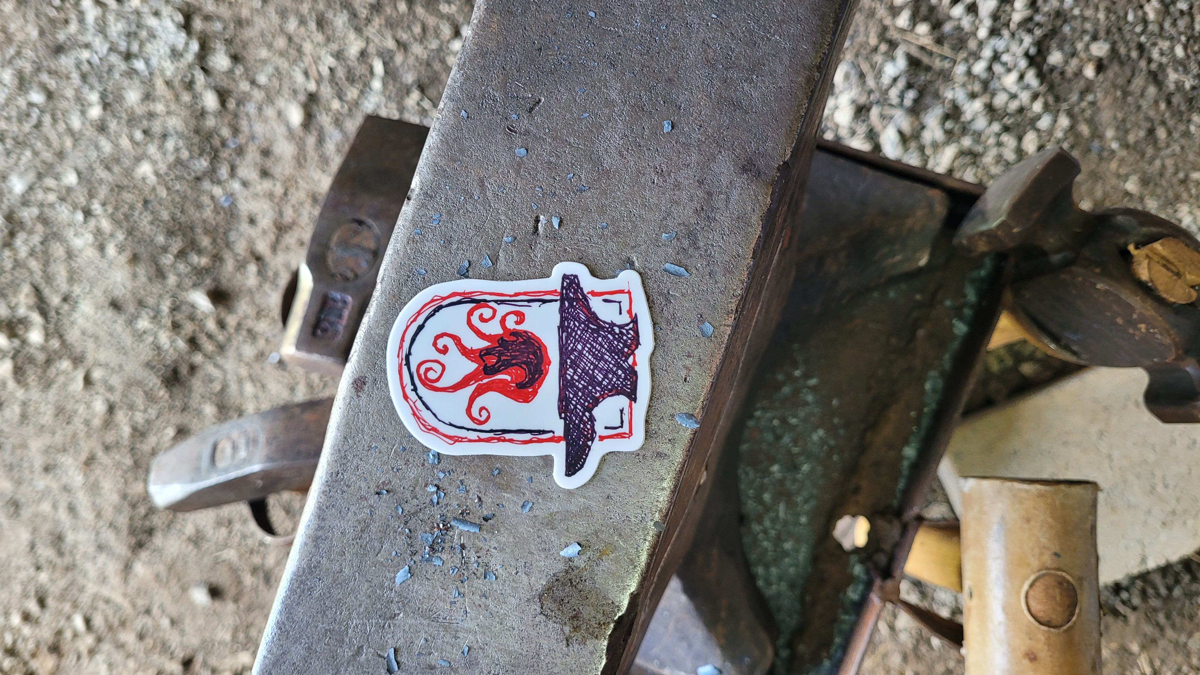 Flaming Anvil Sticker