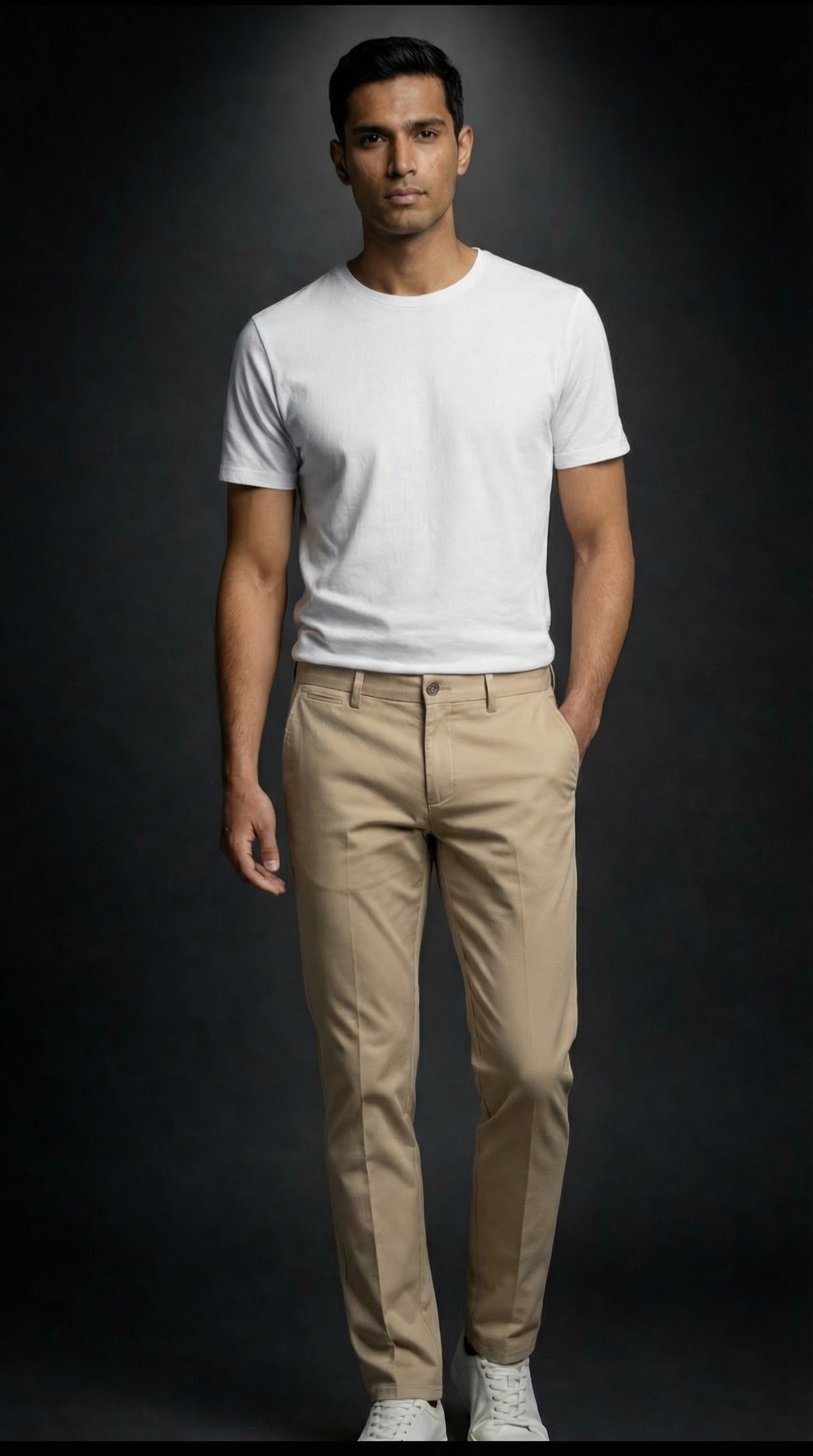 Premium Men's Beige Cream Slim Fit Trousers 