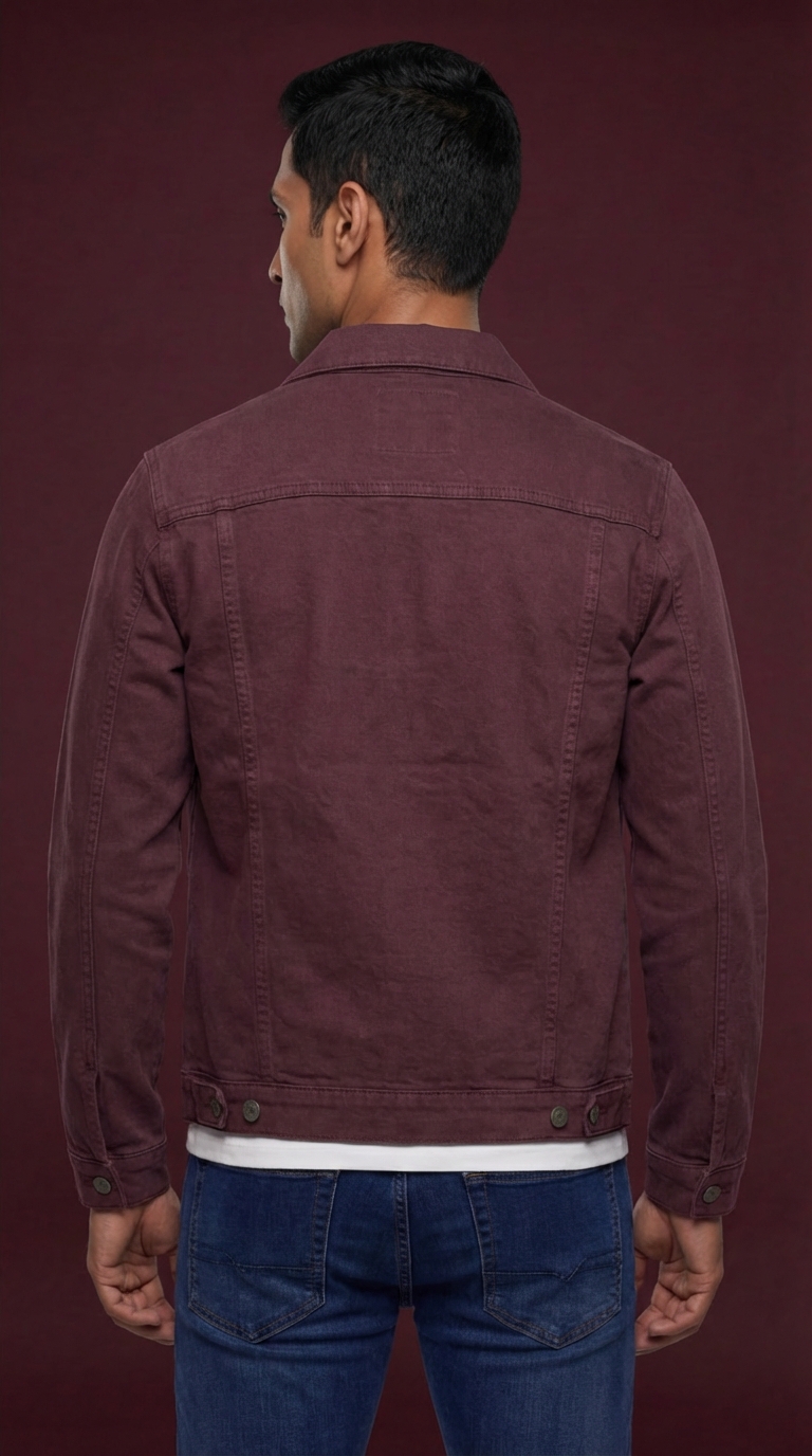 Premium Maroon Denim Trucker Jacket for Men 
