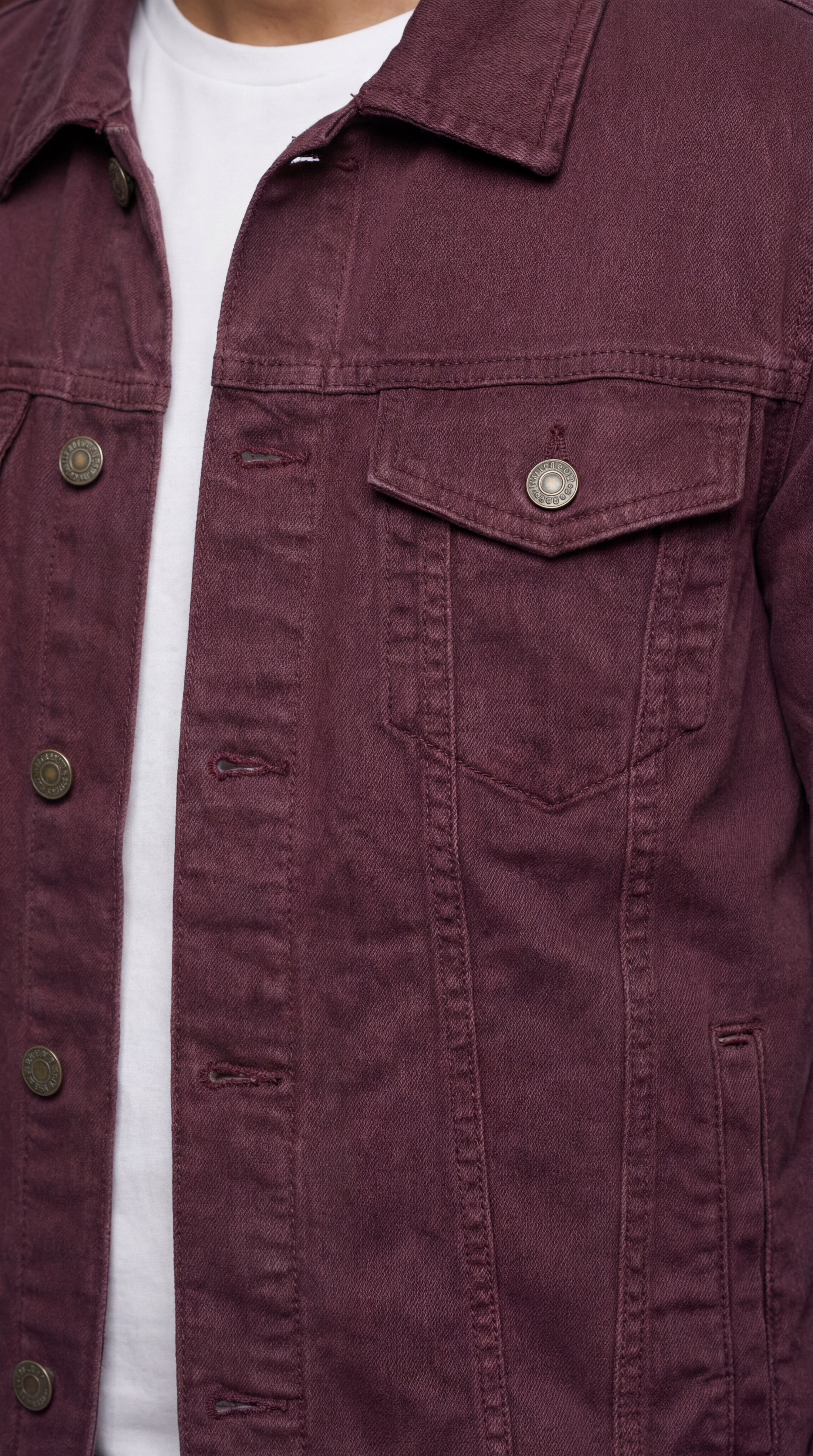 Premium Maroon Denim Trucker Jacket for Men 