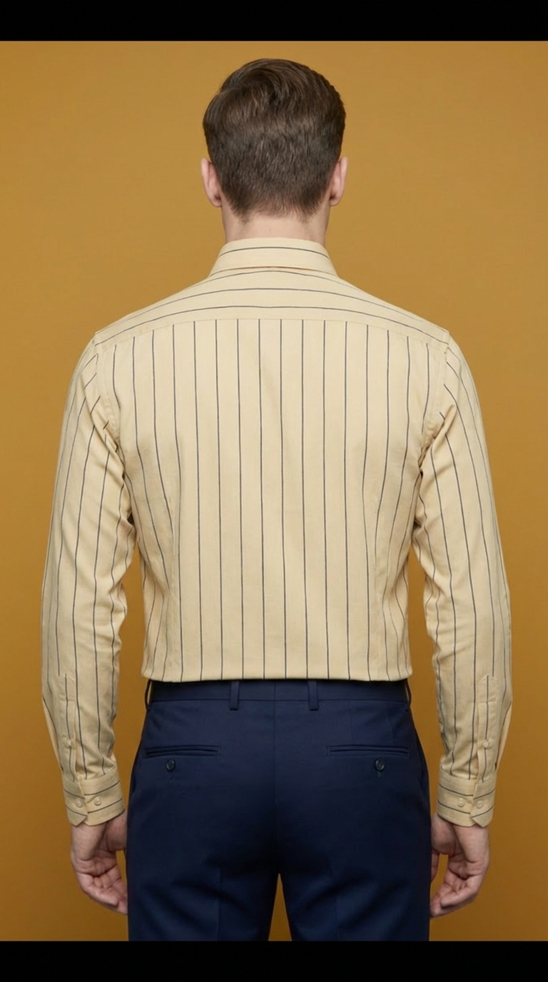 Men's Pure Cotton Striped Formal/Casual Shirt – Slim Fit, Long Sleeve, All-Colour Options