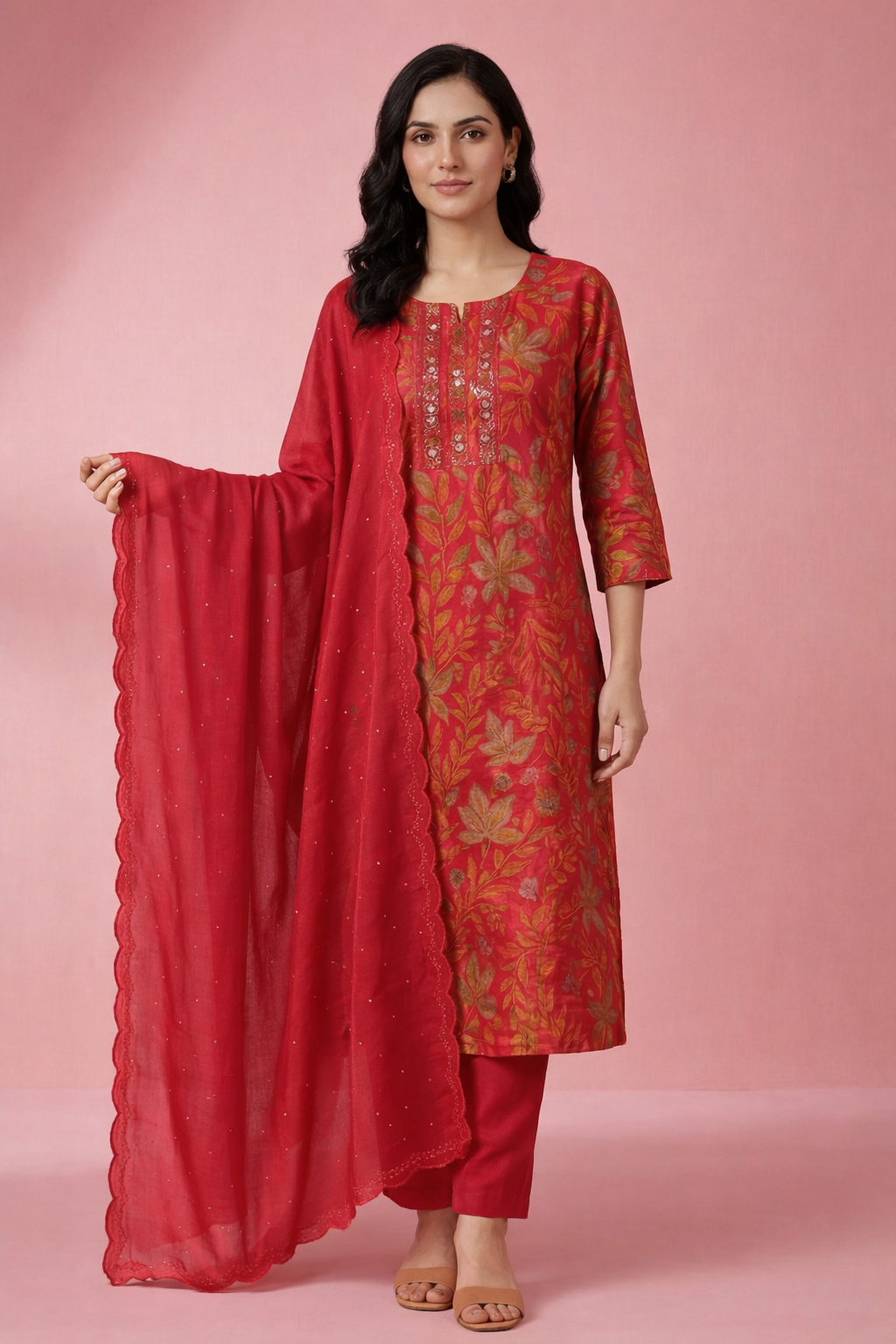 The Timeless Red Pure Cotton Kurta Set (3-Piece)