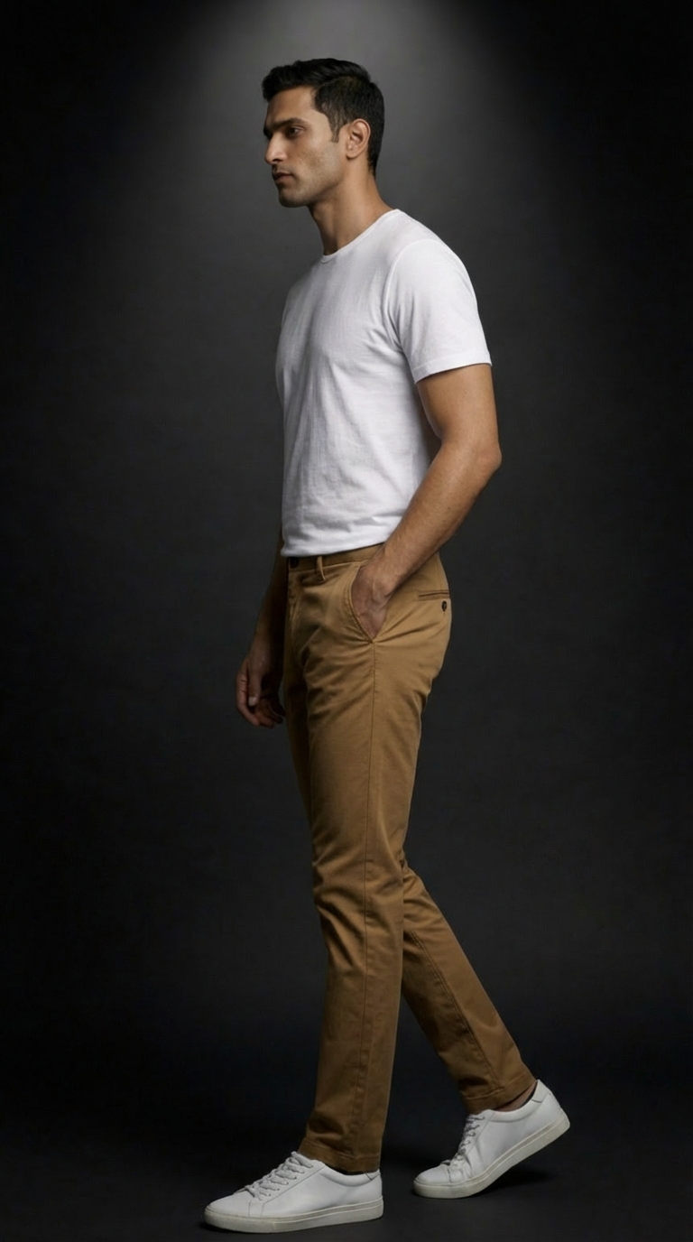 Premium Men's Slim Fit Camel Tan Chino Trousers