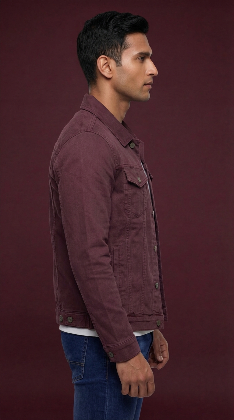 Premium Maroon Denim Trucker Jacket for Men 