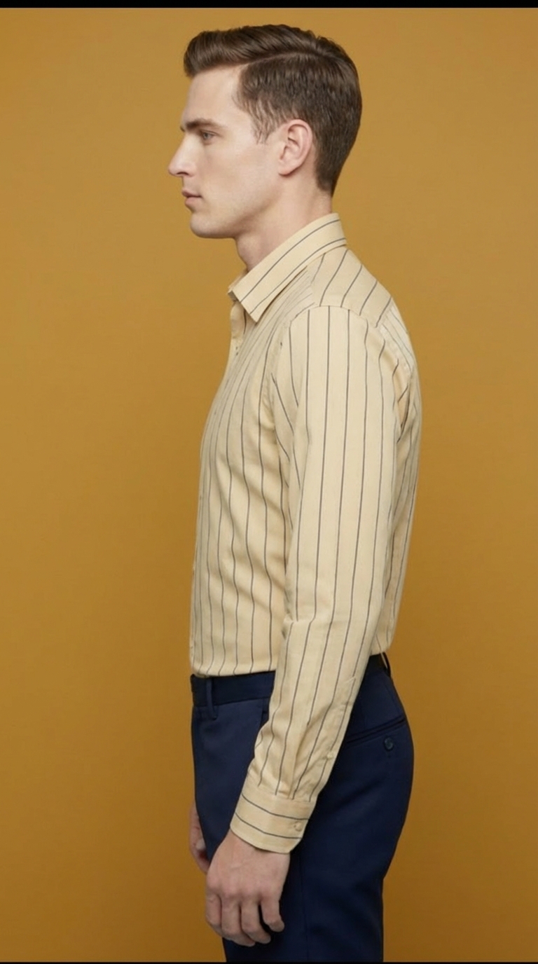 Men's Pure Cotton Striped Formal/Casual Shirt – Slim Fit, Long Sleeve, All-Colour Options