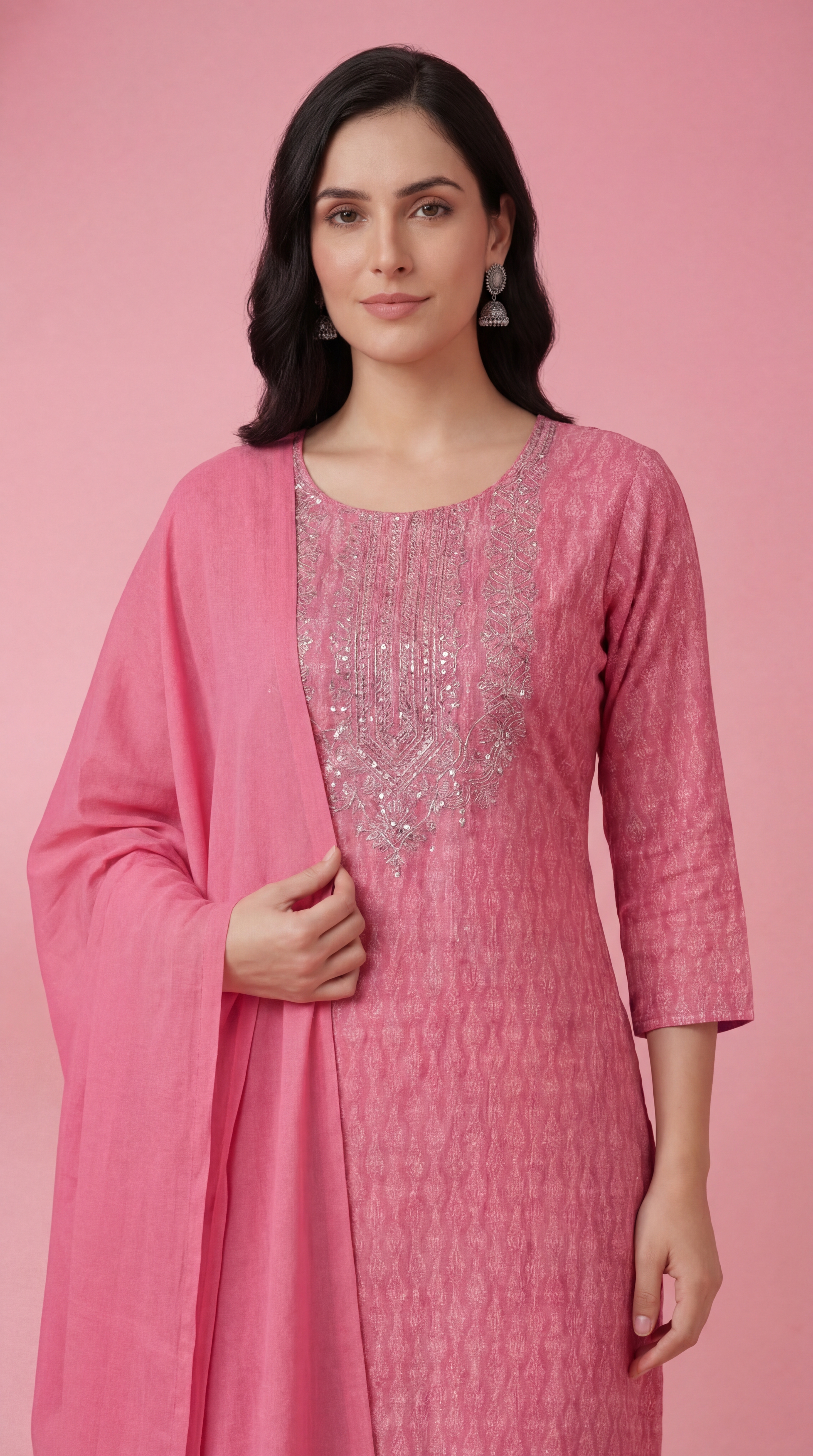 Women's Lavender Pink Pure Cotton Kurta Set | Printed Kurti with Salwar & Dupatta | Casual & Daily Wear Ethnic Suit