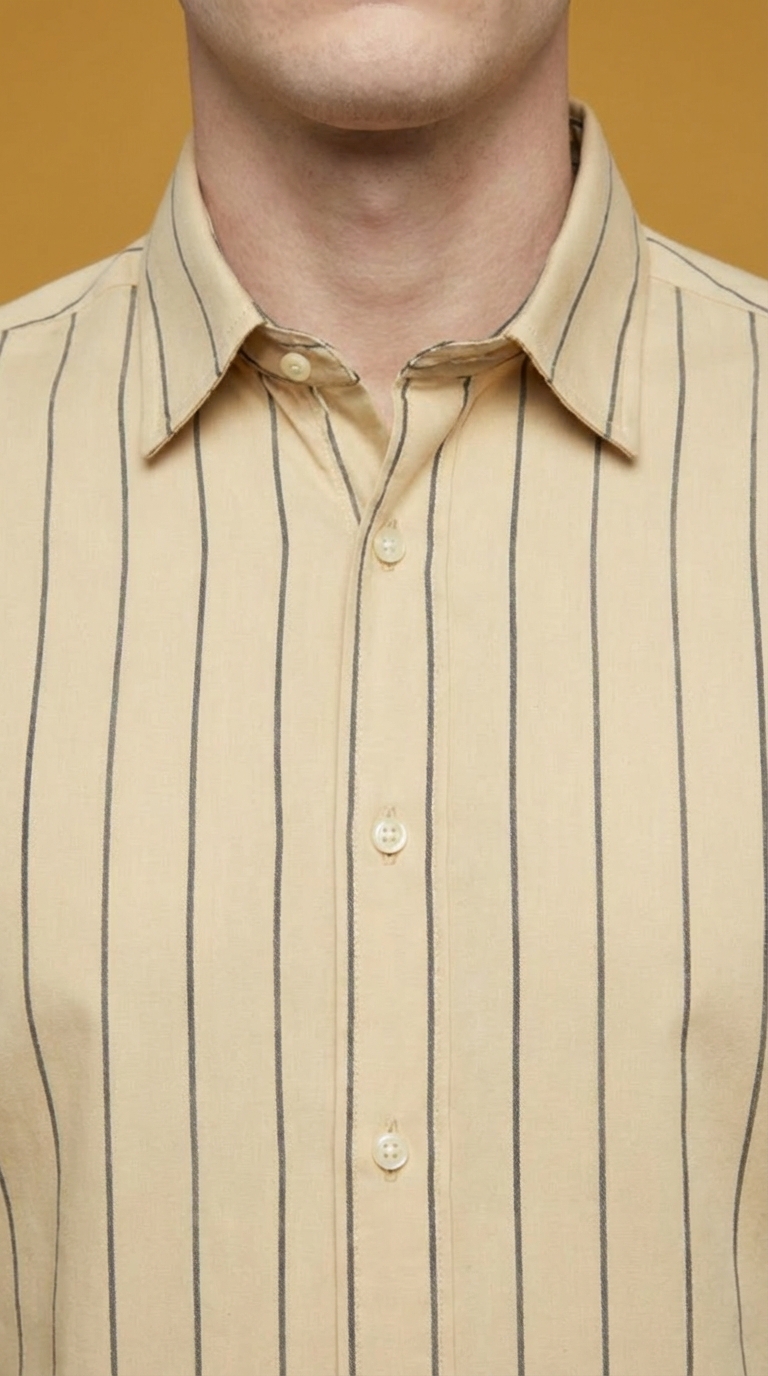 Men's Pure Cotton Striped Formal/Casual Shirt – Slim Fit, Long Sleeve, All-Colour Options