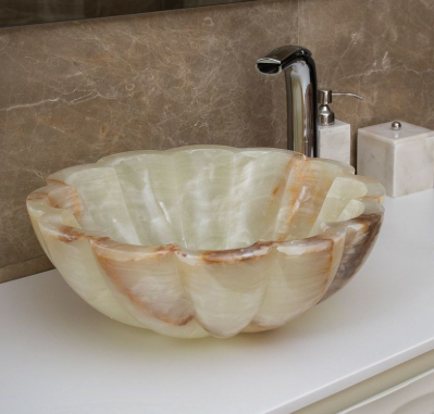 Green Onyx Flower Wash Basin
