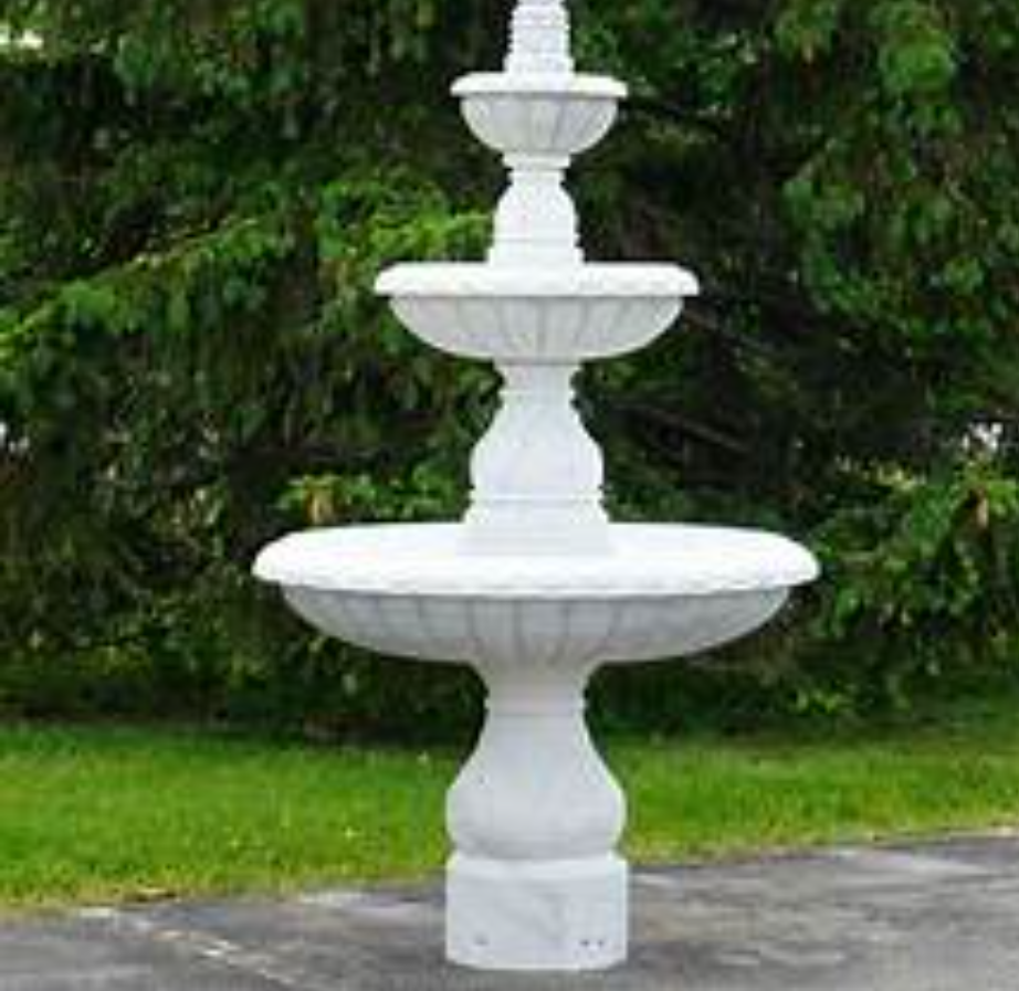 Three-Tier white Marble Fountain