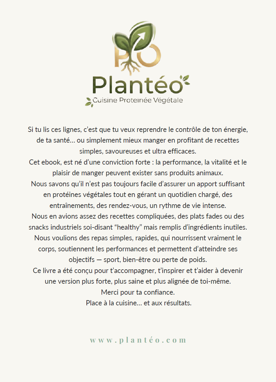 Plantéo La cuisine protéinée végétale