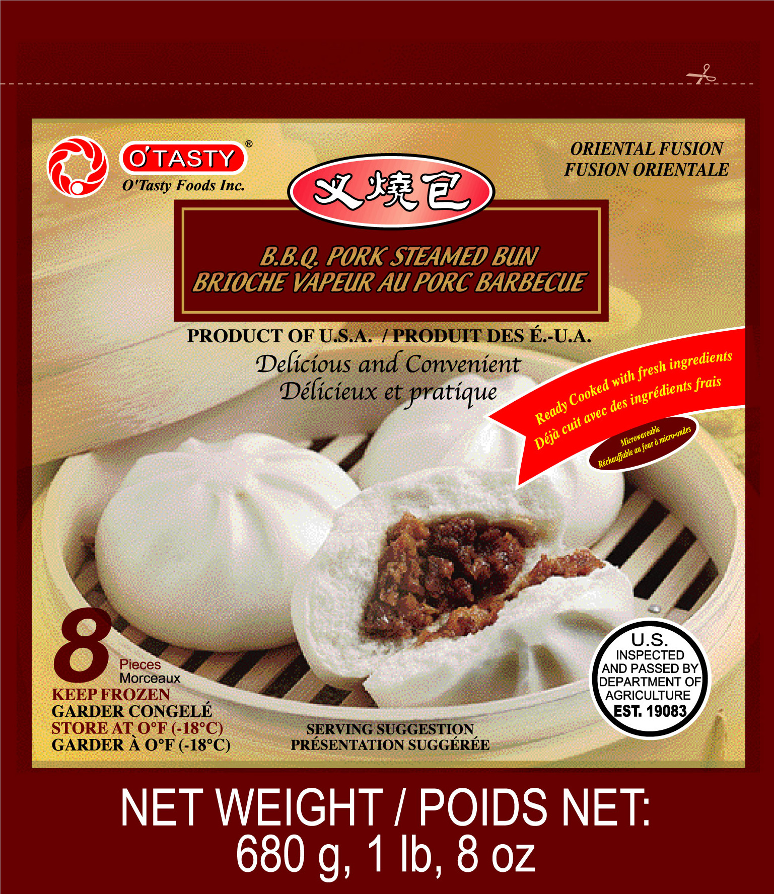 O'Tasty B.B.Q. Pork Steamed Bun (Lg)