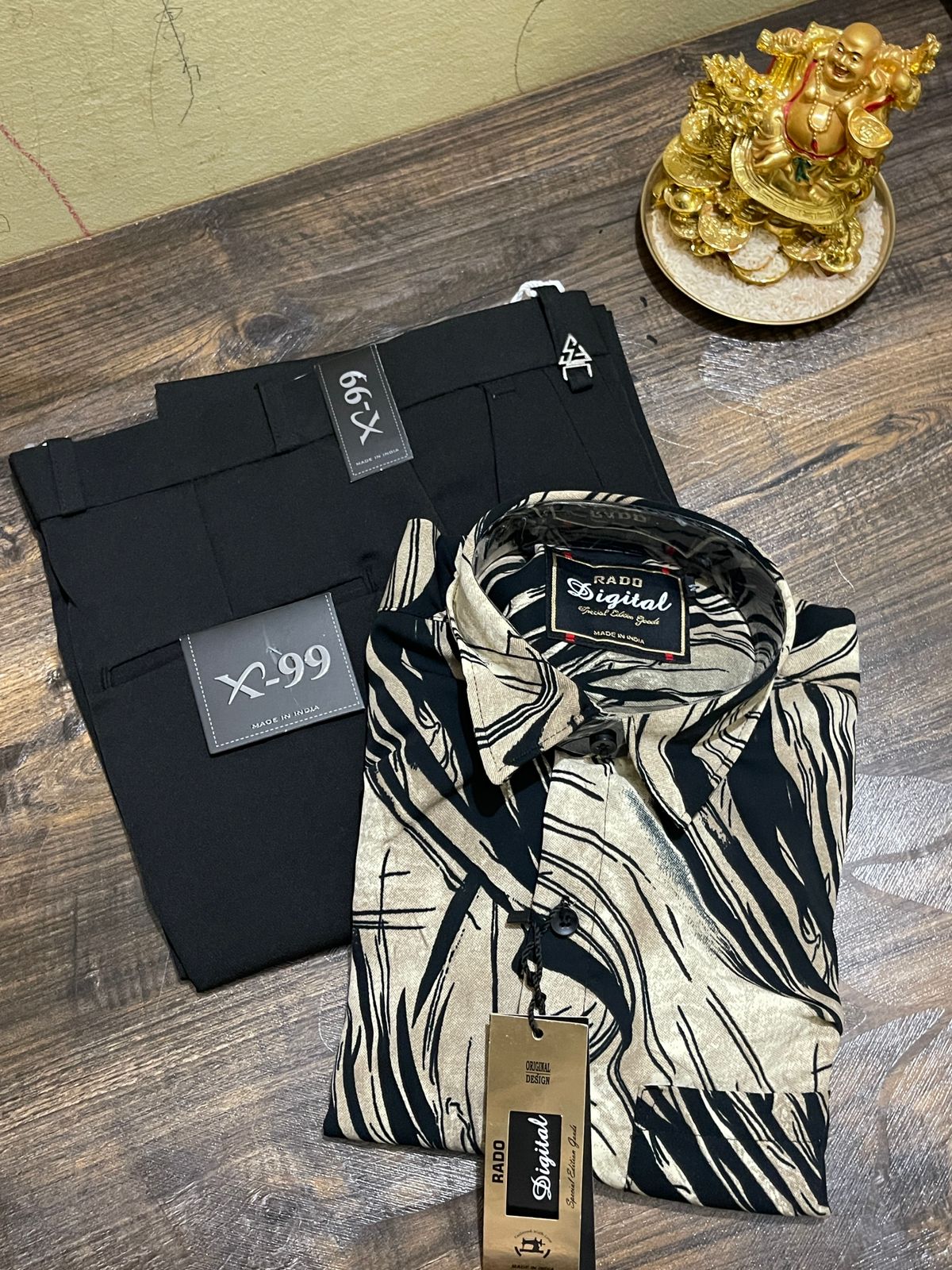 Trousers & unique Print Shirt Combo