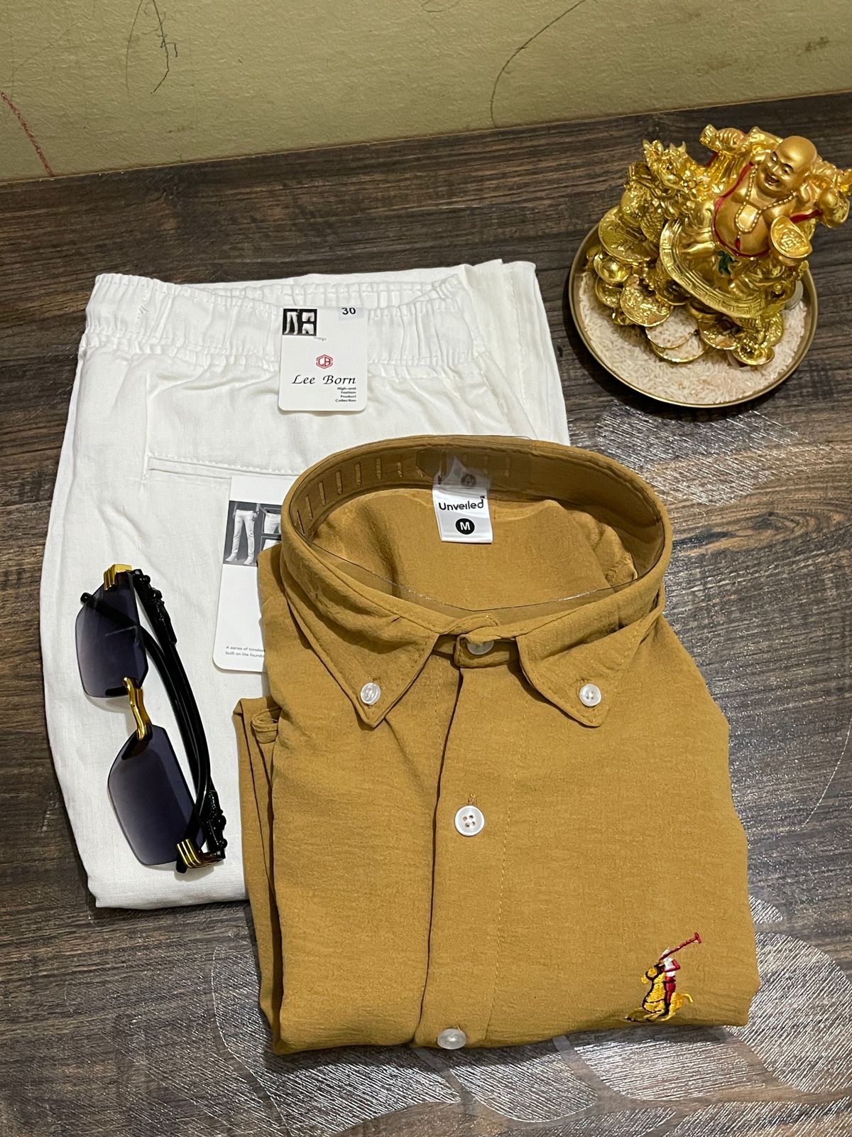 Korean Men's Shirt & Trouser Combo [Yellow]
