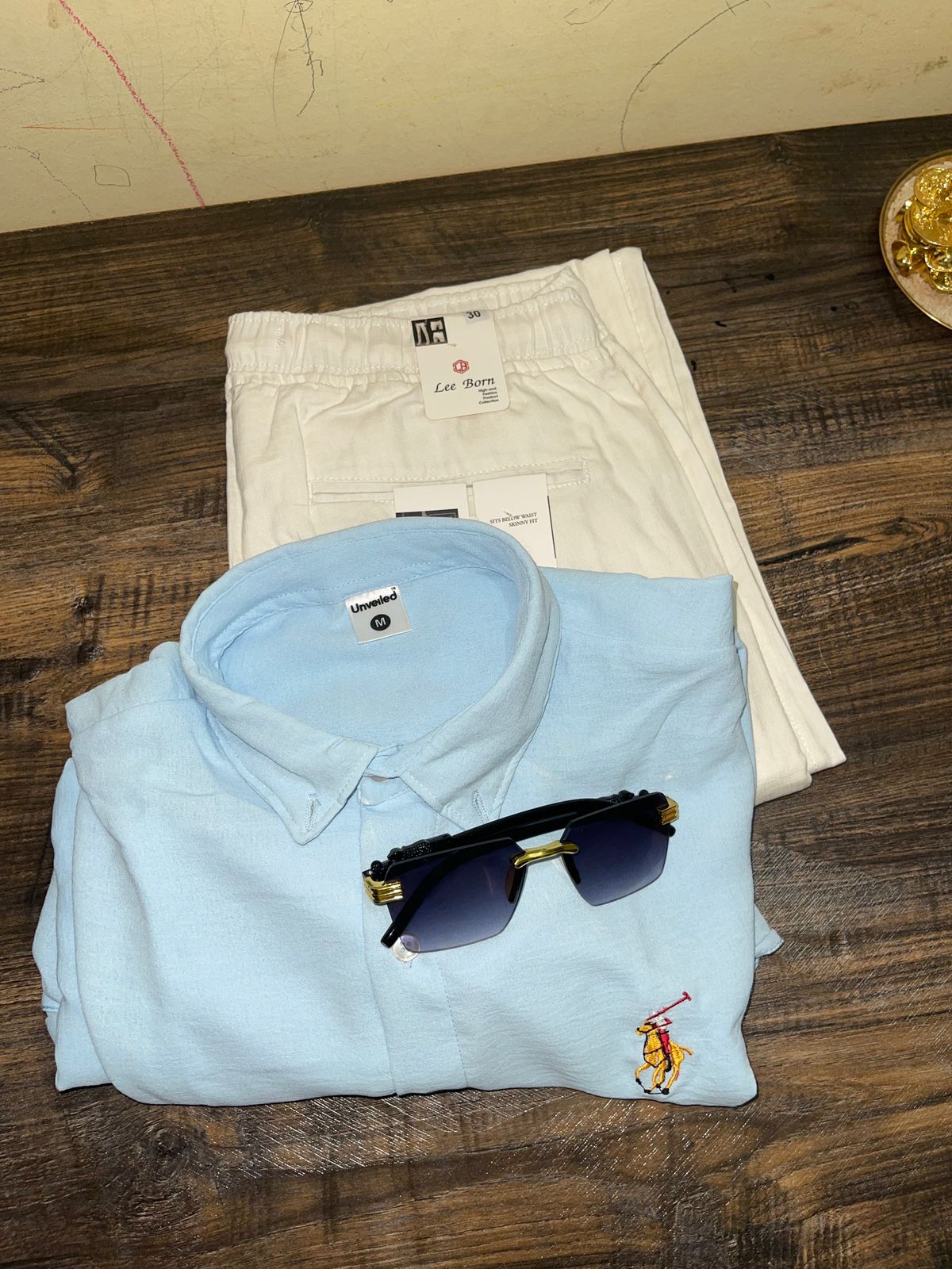 Korean Shirt & Trouser Set  [Sky Blue]