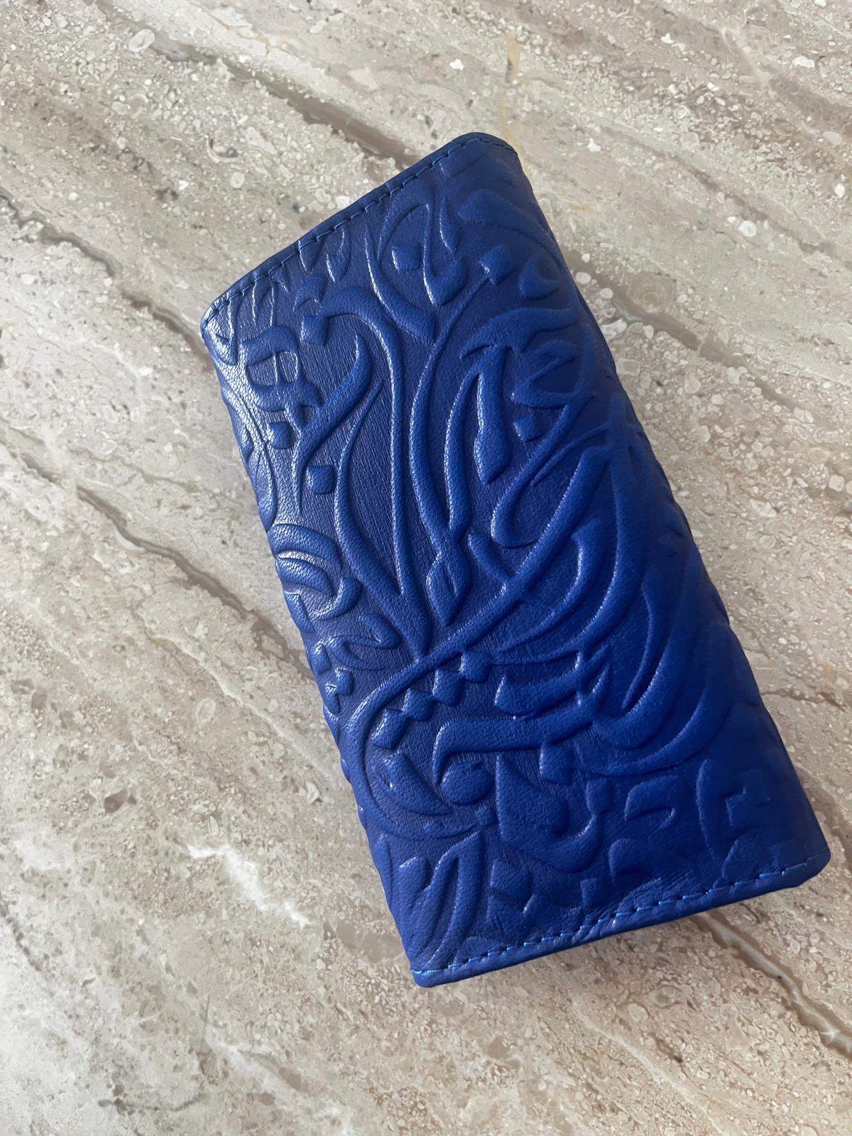 Blue Embossed Leather Wallet