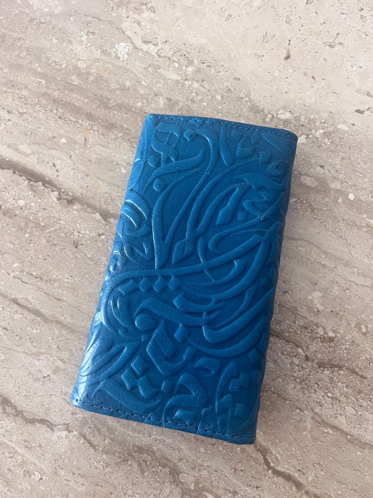 Embossed Blue Leather Wallet