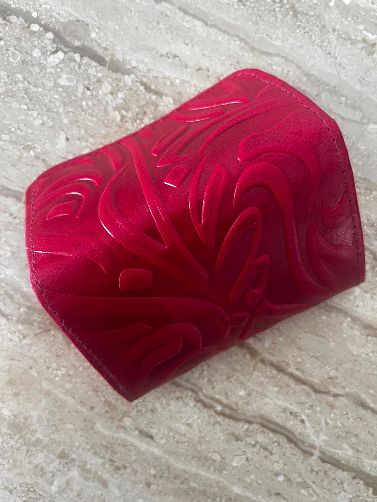 Embossed Red Leather Cuff