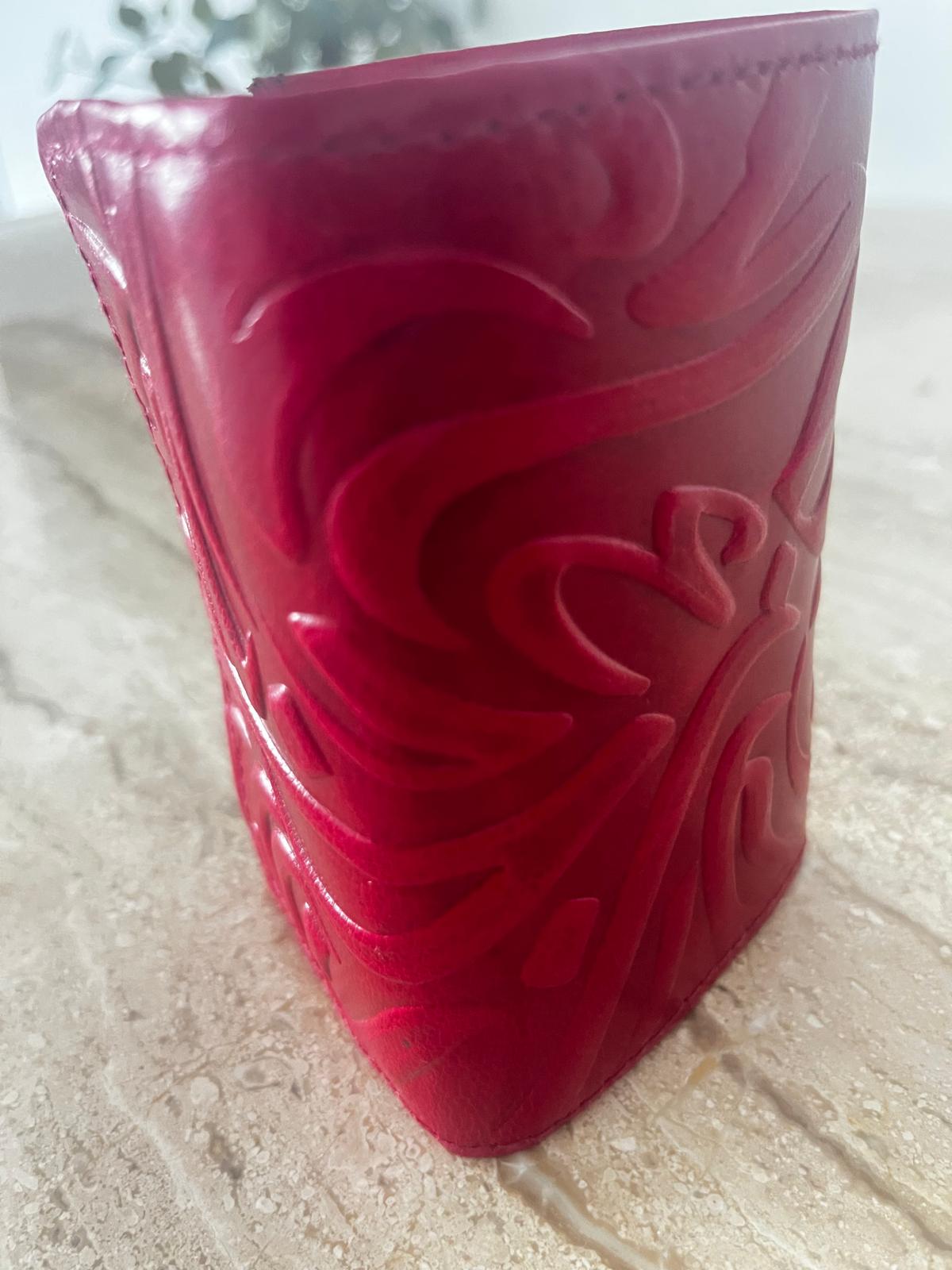 Red Embossed Leather Wallet