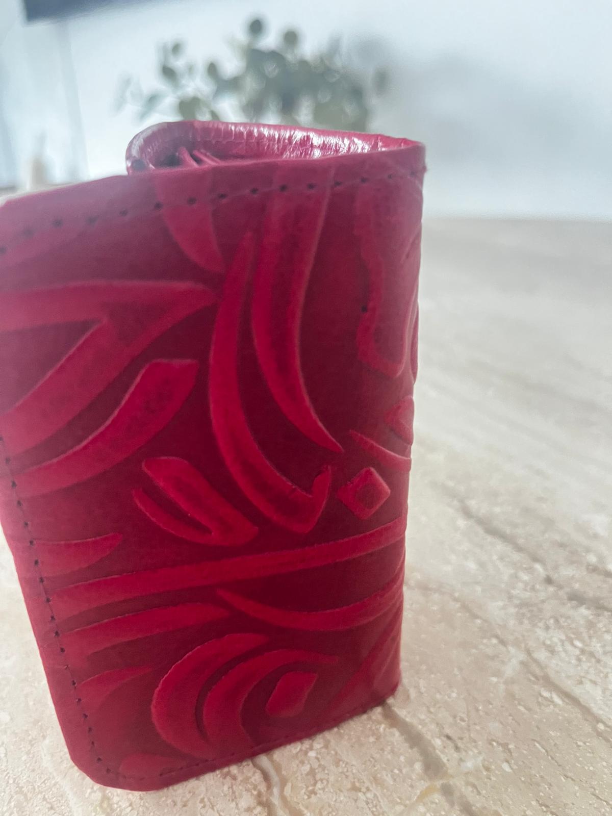 Red Embossed Leather Wallet
