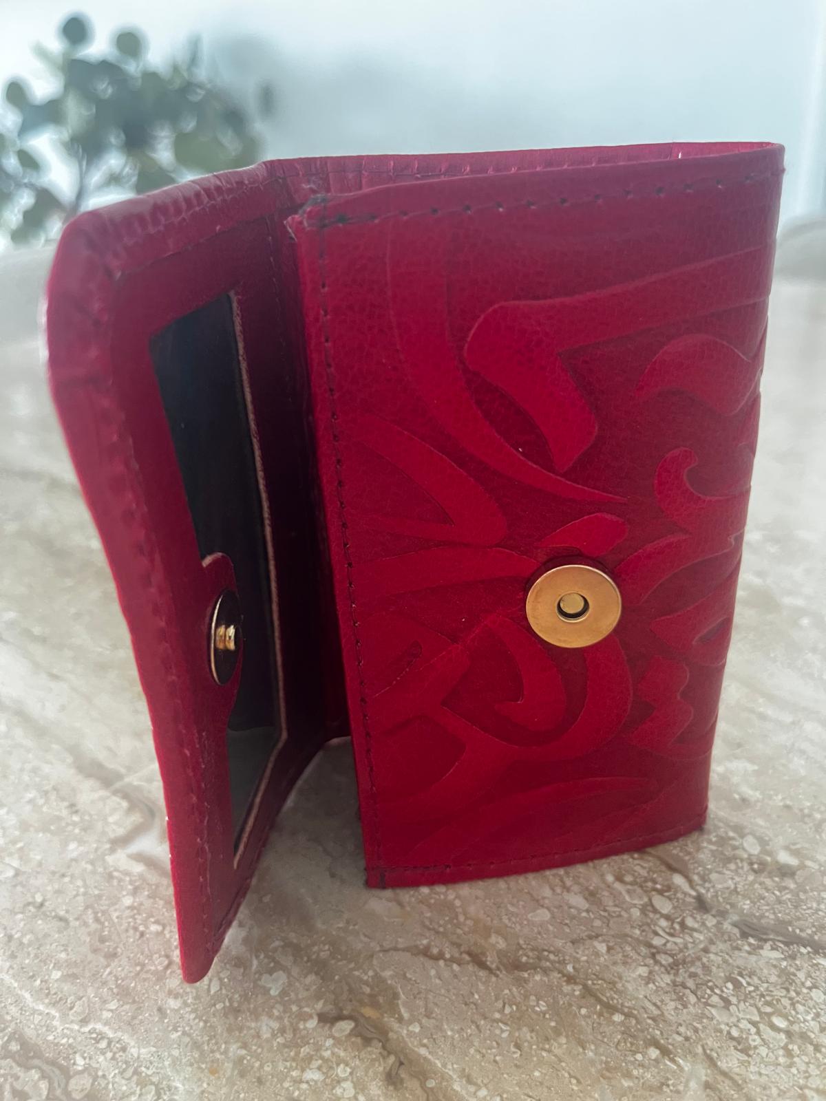 Red Embossed Leather Wallet