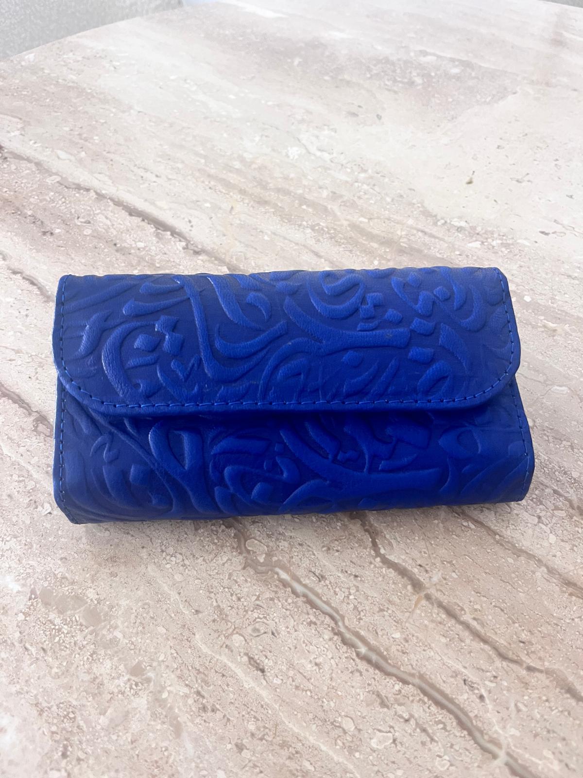 Blue Embossed Leather Wallet