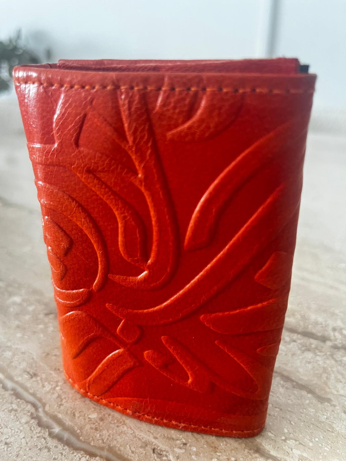 Embossed Red Leather Wallet
