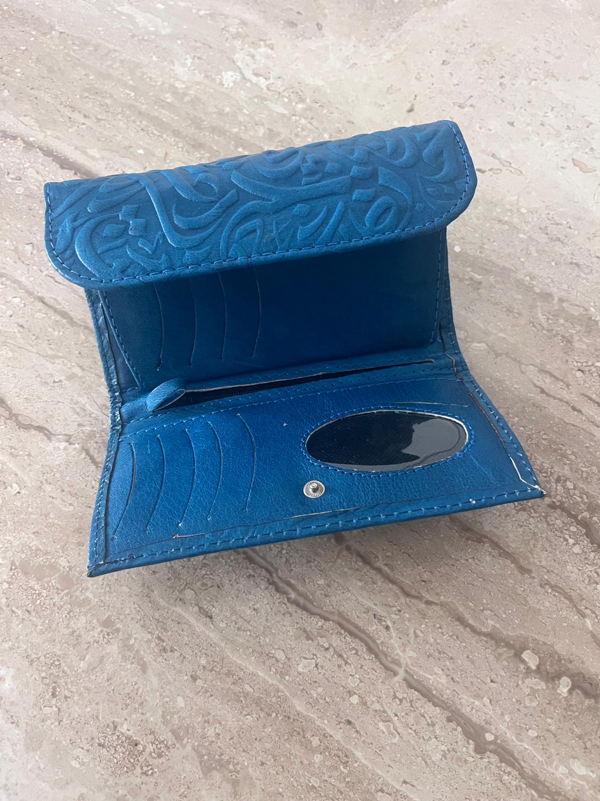 Blue Embossed Leather Wallet