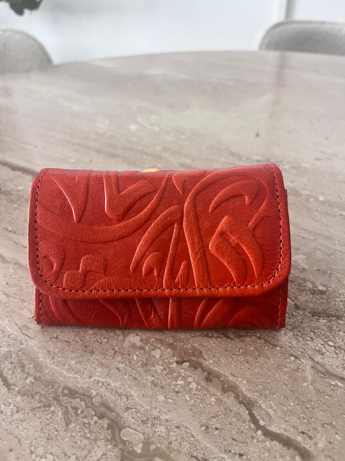 Red Embossed Leather Wallet