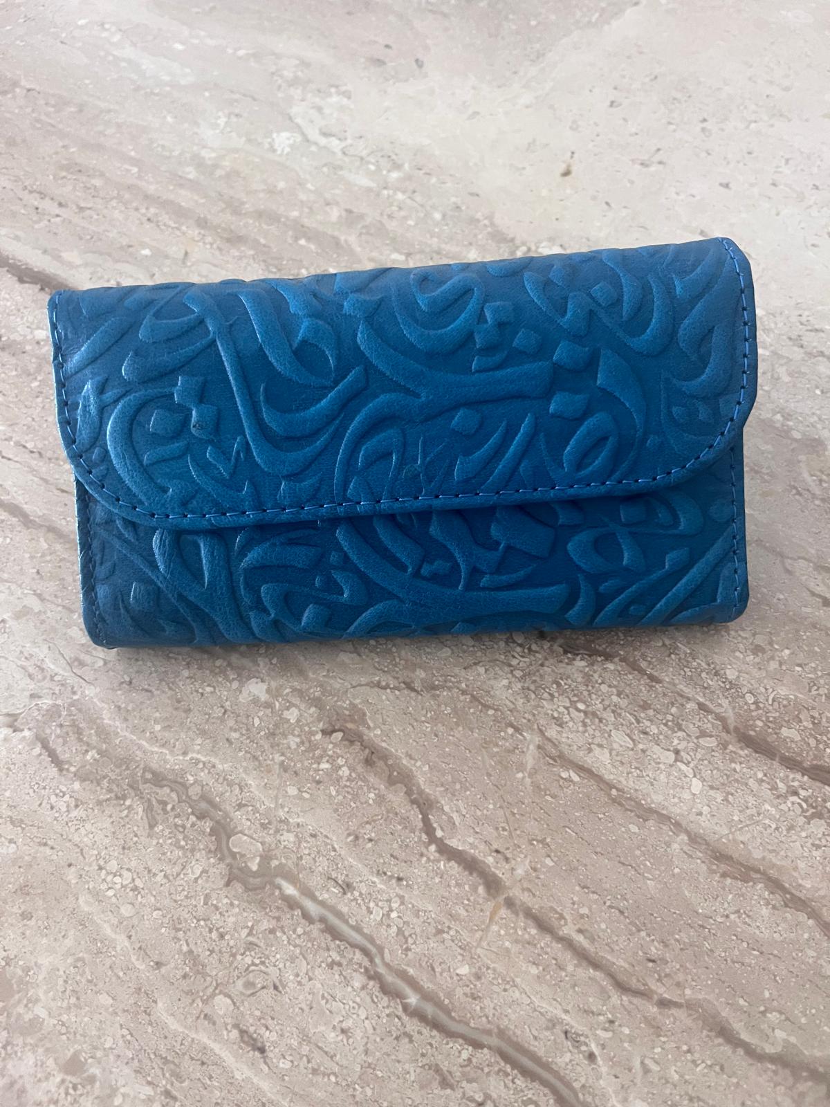 Blue Embossed Leather Wallet