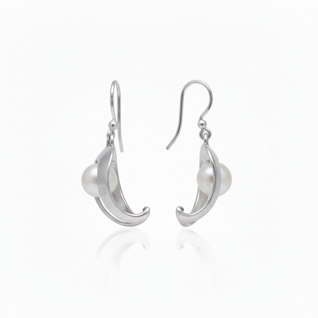 Aretes de plata con perla