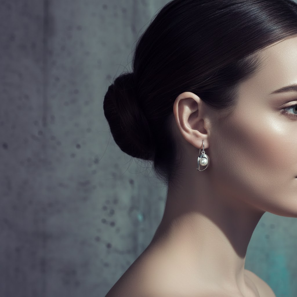 Aretes de plata con perla