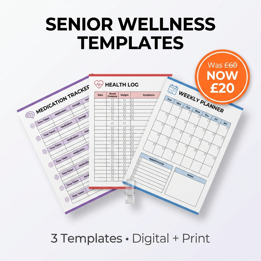  Senior Wellness Templates Bundle - 3 Premium Templates for Adults 50+