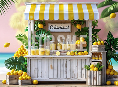 Stand Lemon Trees Yellow Flowers Backdrop