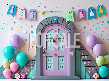 Cute fantasy door birthday backdrop
